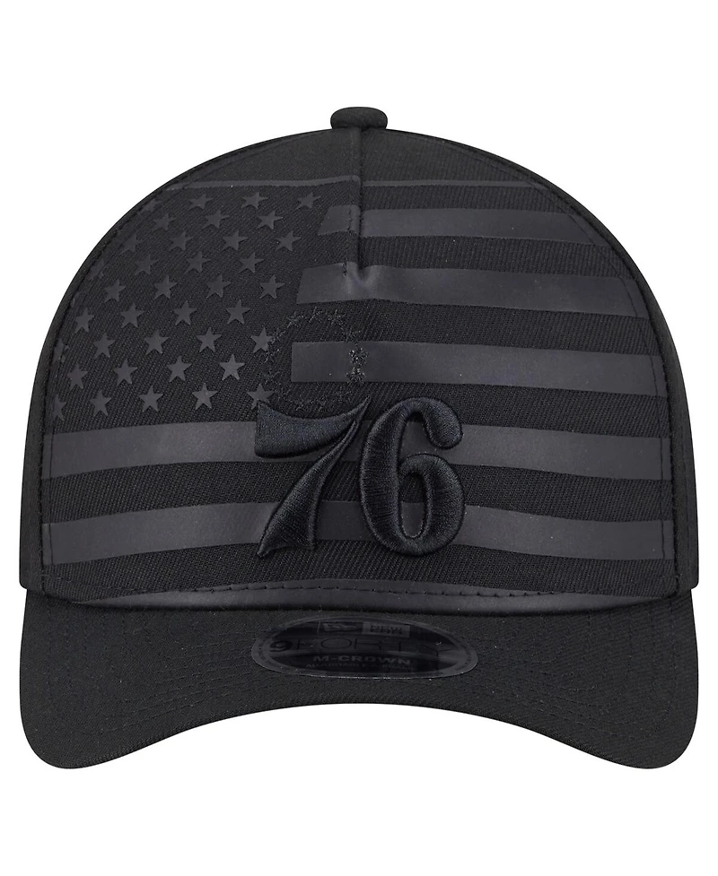 New Era Men's Black Philadelphia 76ers Game Day Flag A-Frame 9FORTY Adjustable Hat