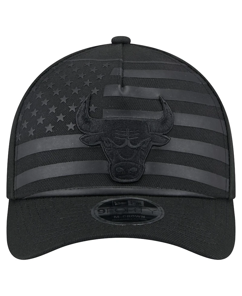 New Era Men's Black Chicago Bulls Game Day Flag A-Frame 9FORTY Adjustable Hat