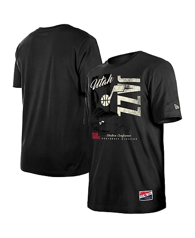 New Era Men's Black Utah Jazz Distressed Throwback Vintage Color Pack T-Shirt