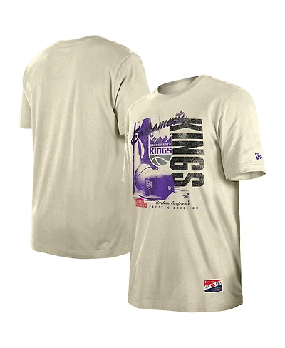 New Era Men's Cream Sacramento Kings Distressed Throwback Vintage Color Pack T-Shirt