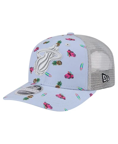 New Era Men's Light Blue/Gray Miami Heat Adventure Aloha Pattern 9SEVENTY Stretch-Snap Hat