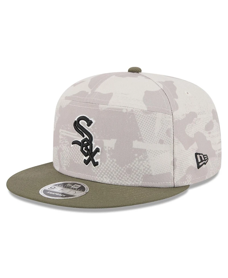 New Era Men's Light Beige/Olive Chicago White Sox 2025 Armed Forces Day Split Panel 9FIFTY Snapback Hat