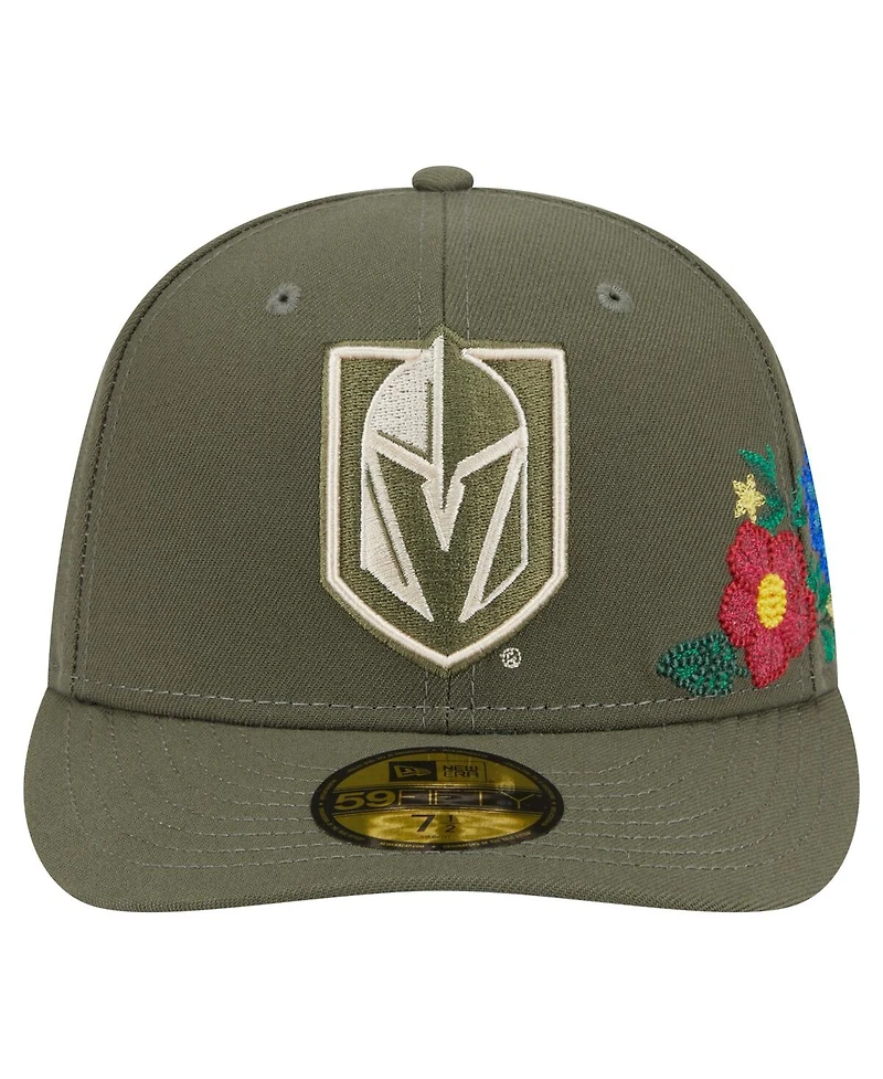 New Era Men's Olive Vegas Golden Knights Tonal Florals 59FIFTY Fitted Hat