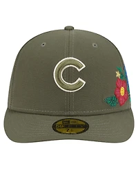 New Era Men's Olive Chicago Cubs Tonal Florals 59FIFTY Fitted Hat