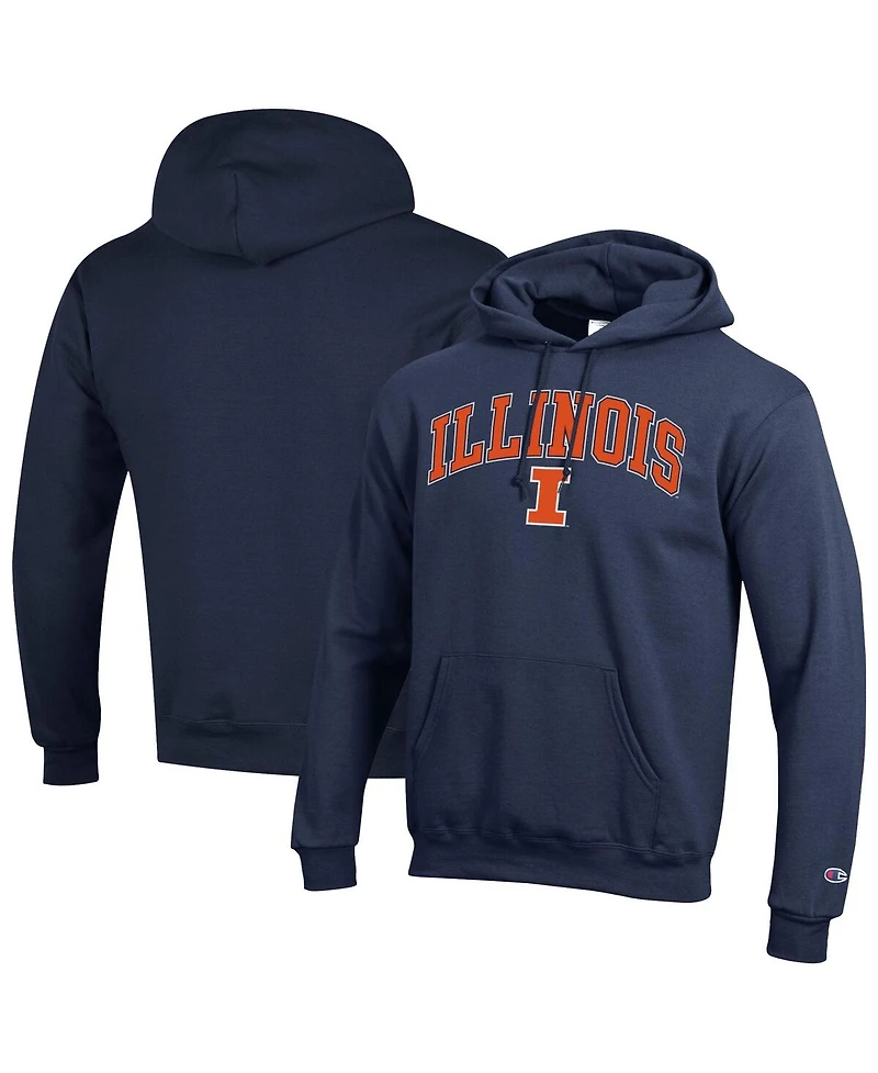 Champion Men's Navy Illinois Fighting Illini Arched Logo Fleece Pullover Hoodie