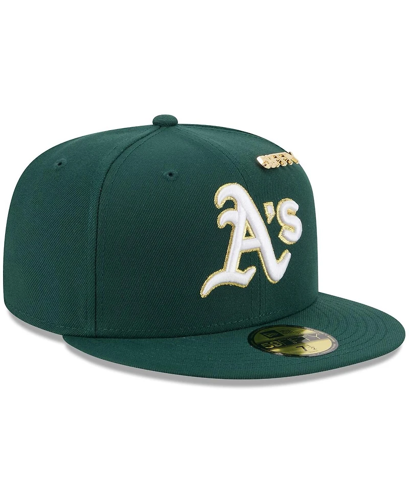 New Era Men's Dark Green Athletics 2025 59FIFTY Day Fitted with Pins Hat