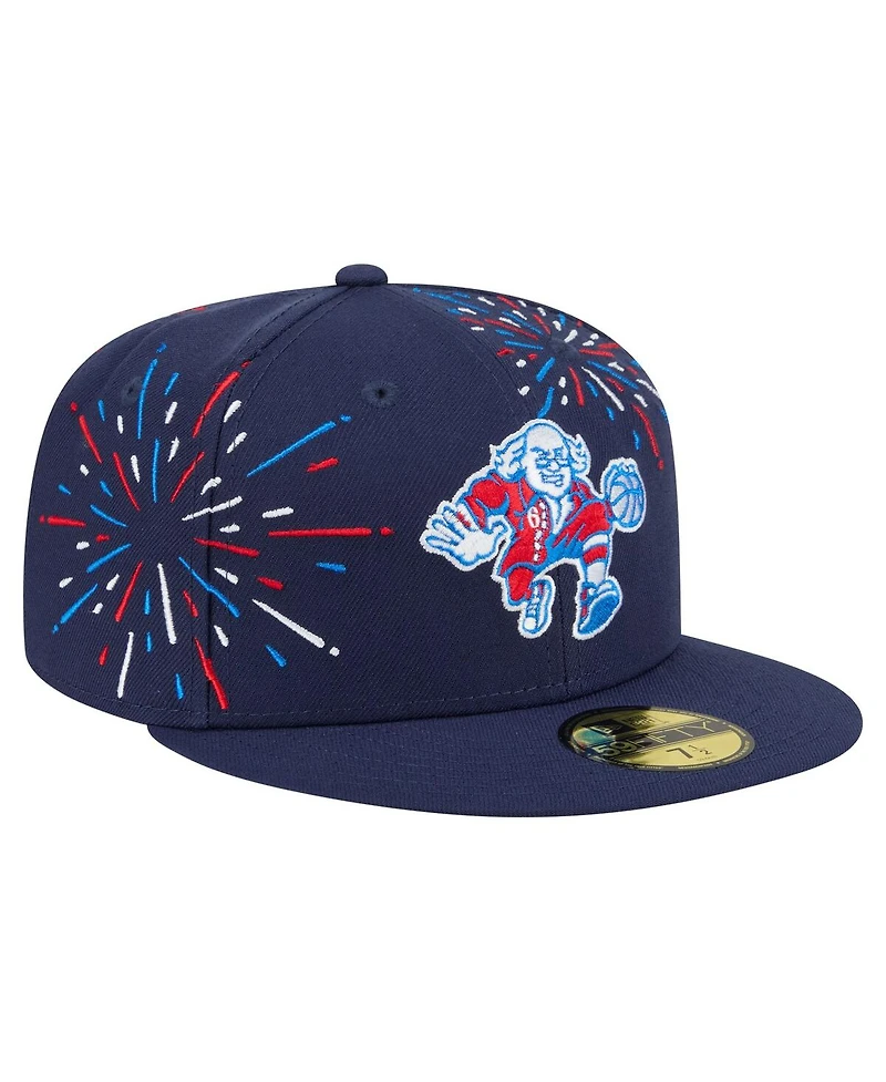 New Era Men's Navy Philadelphia 76ers Americana Fireworks 59FIFTY Fitted Hat