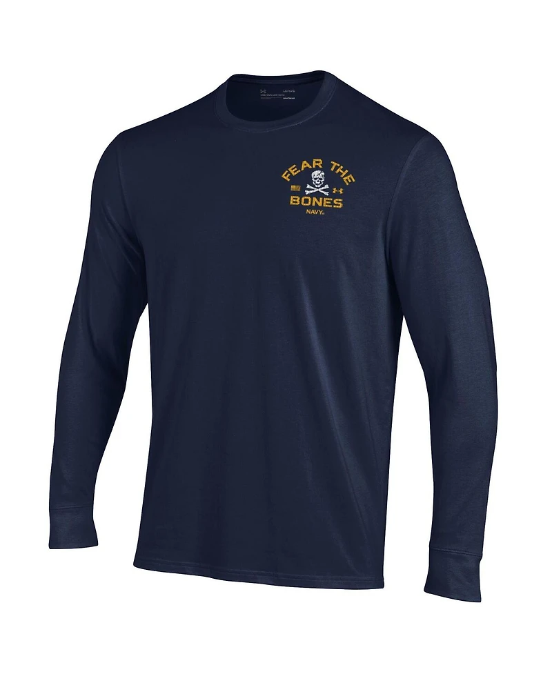 Under Armour Men's Navy Midshipmen Distressed Jolly Rogers Performance Long Sleeve T-Shirt