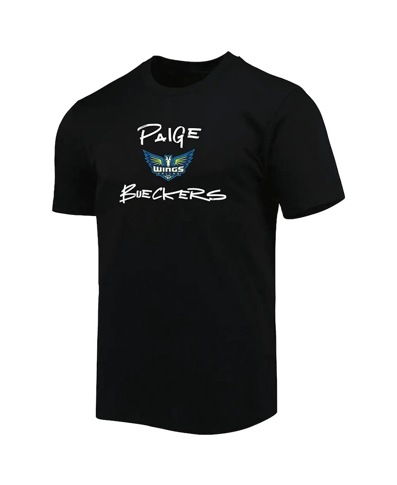Round21 Men's and Women's Paige Bueckers Black Dallas Wings 2025 Wnba Draft Name Number T-Shirt