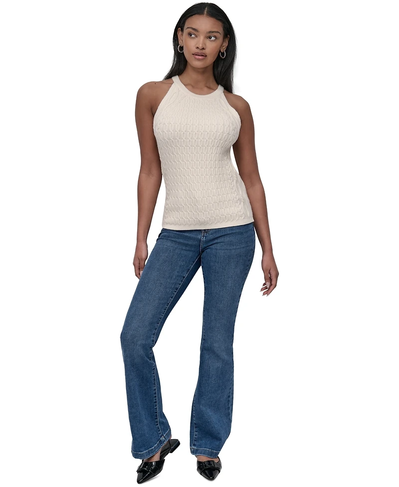 Dkny Jeans Women's Cable Knit Sleeveless Halter Top