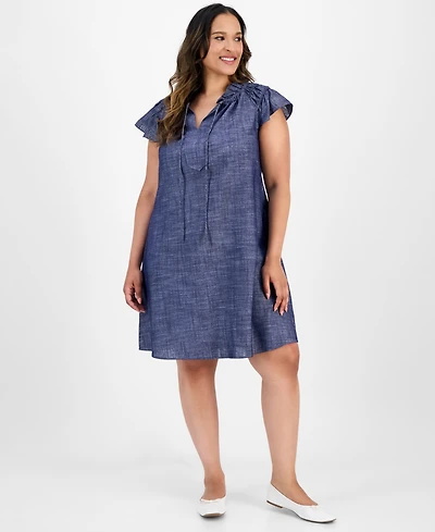Robbie Bee Plus Denim Shift Dress