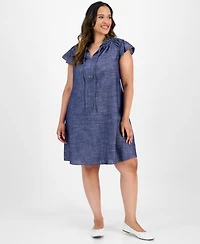 Robbie Bee Plus Denim Shift Dress