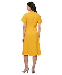 Sl Fashions Women's Solid-Color Surplice Flutter-Sleeve Dress