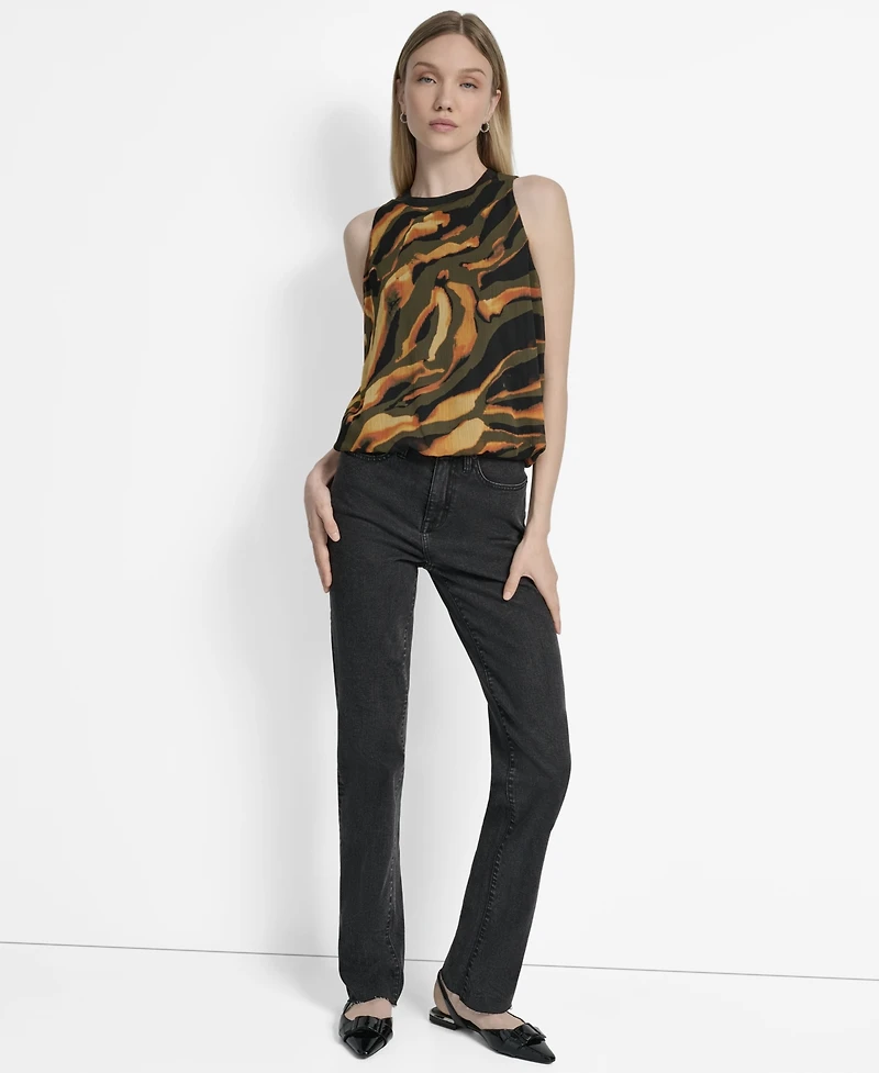 Dkny Women's Printed Bubble-Hem Sleeveless Top