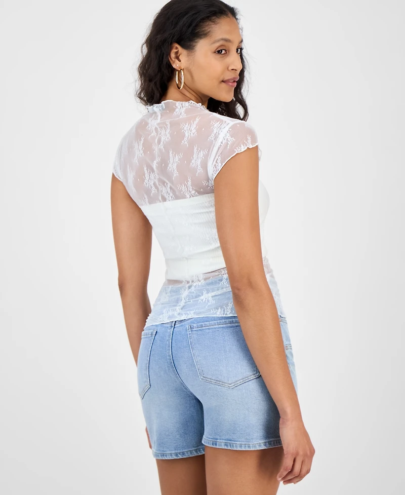 And Now This Women's Floral Stretch-Lace Top, Macy's Exclusive