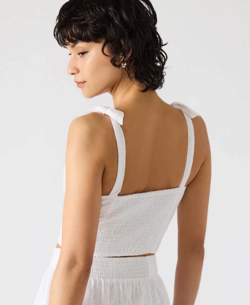Steve Madden Women's Embroidered Tie-Shoulder Top