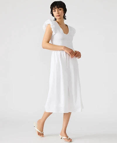 Steve Madden Women's Cotton Puff-Sleeve Midi Dress