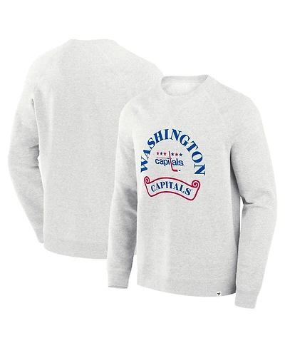 Fanatics Men's Heather Gray Washington Capitals Banner Fleece Raglan Pullover Sweatshirt