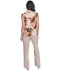 Calvin Klein Petite Floral-Print Mesh Blouse