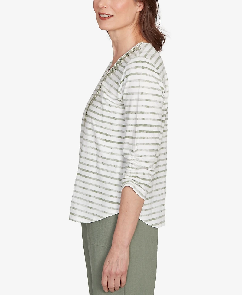Alfred Dunner Women's Copper Canyon Textured Medallion Neckline Top
