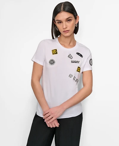 Dkny Women's Pins And Patches Crewneck T-Shirt
