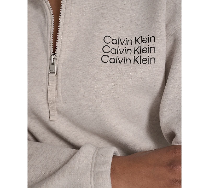 Calvin Klein Performance Women's Mini Triple Logo Fleece Half-Zip Pullover Sweatshirt
