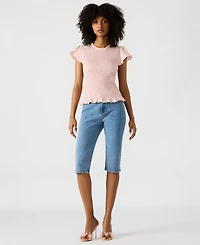 Steve Madden Women's Smocked Ruffle Cecilie Top