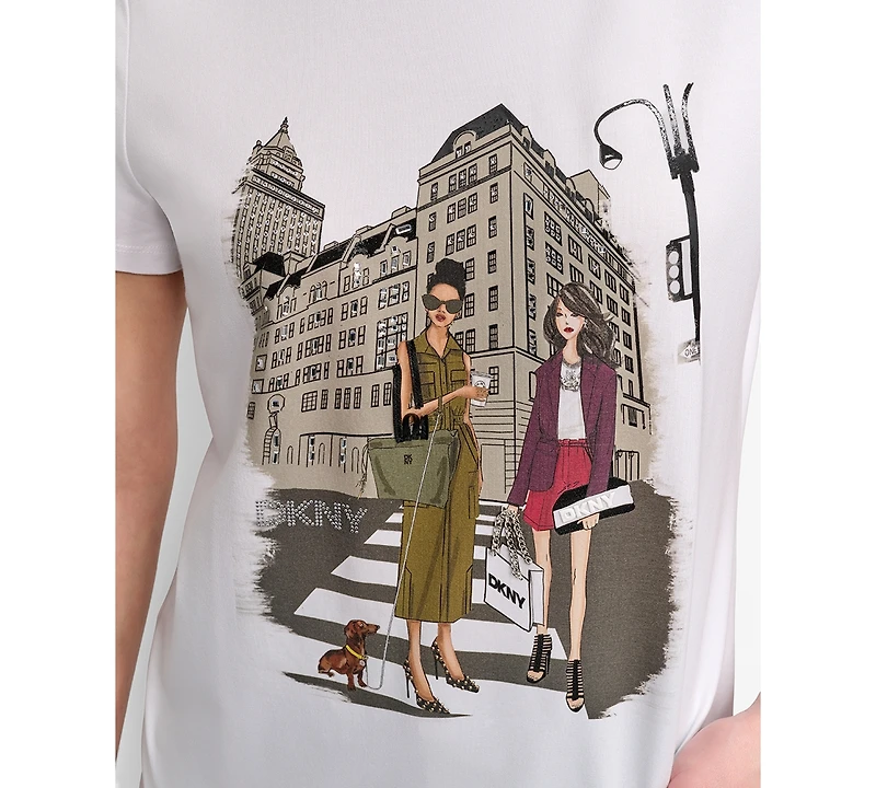 Dkny Women's Fifth Avenue Conversation Crewneck Tee