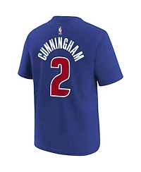 Nike Big Boys and Girls Cade Cunningham Blue Detroit Pistons Icon Name Number T-Shirt