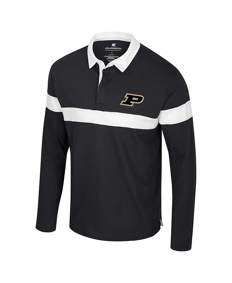 Colosseum Men's Black Purdue Boilermakers Too Cool for School Long Sleeve Polo Shirt