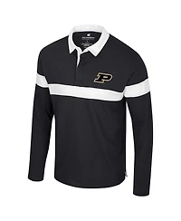 Colosseum Men's Black Purdue Boilermakers Too Cool for School Long Sleeve Polo Shirt