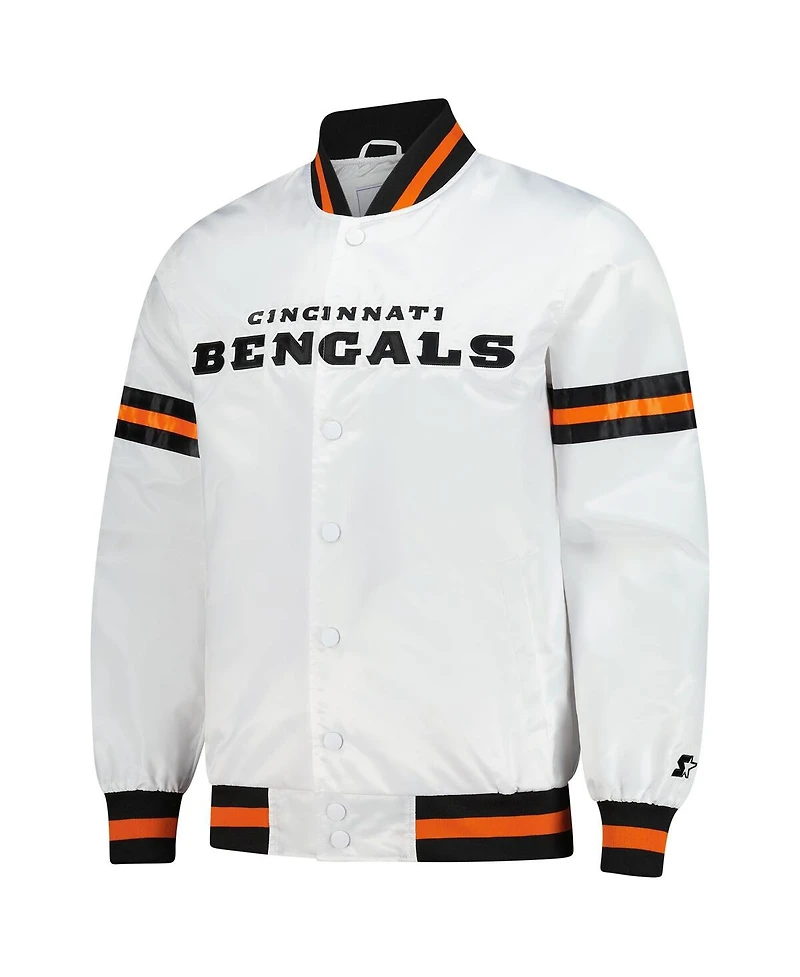 Starter Men's White Cincinnati Bengals Scout Full-Snap Varsity Jacket