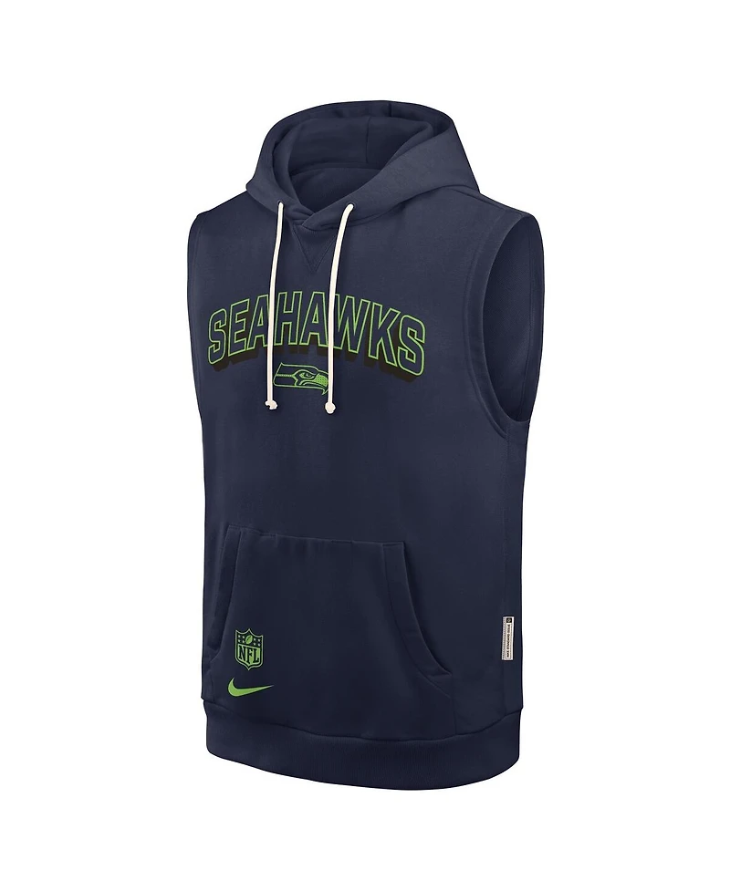 Nike Men's College Navy Seattle Seahawks Sideline Performance Sleeveless Pullover Hoodie