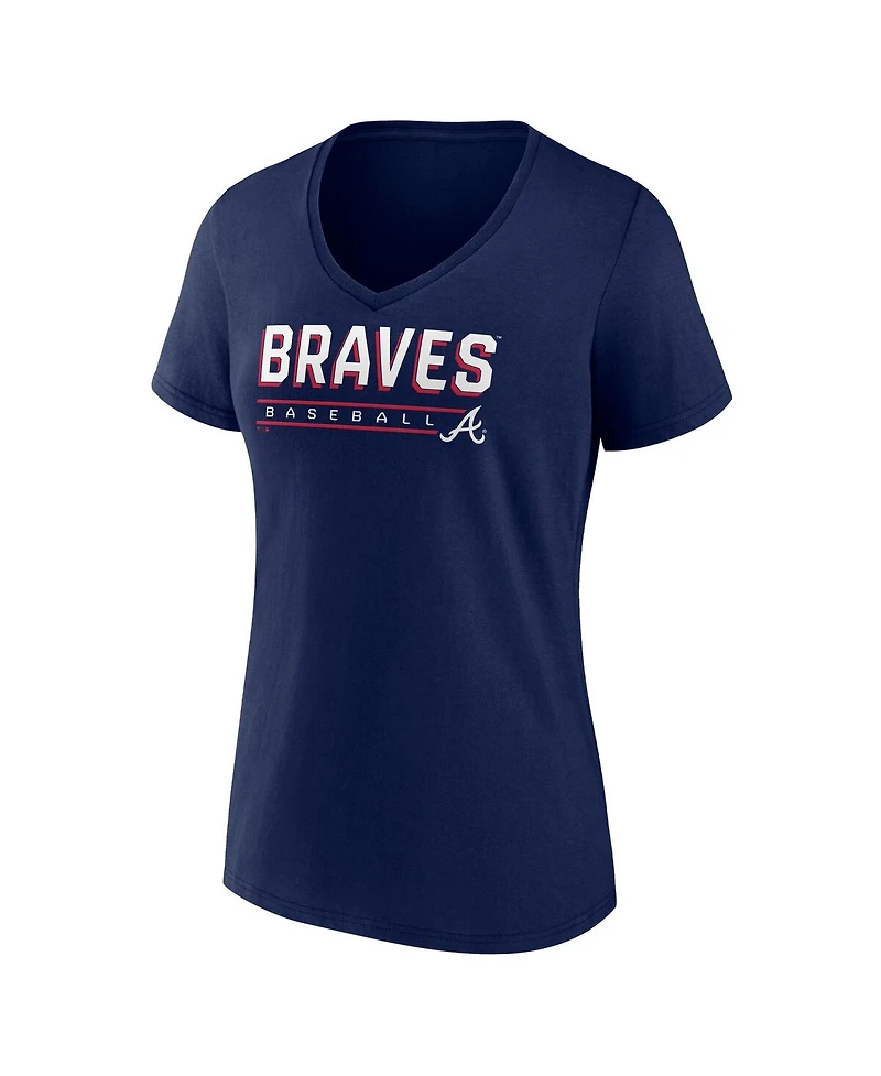 Fanatics Women's Navy Atlanta Braves V-Neck T-Shirt
