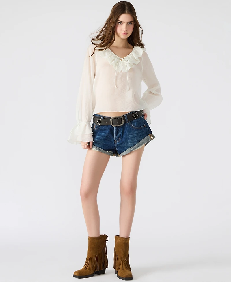 Steve Madden Women's Double-Ruffle Hampton Blouse