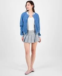 Madden Girl Juniors' Denim Bomber Jacket