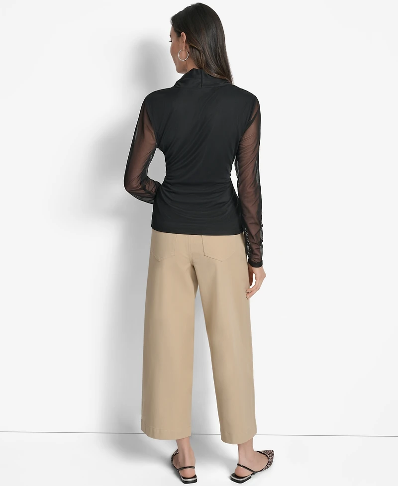 Dkny Women's Mesh V-Neck Long-Sleeve Top