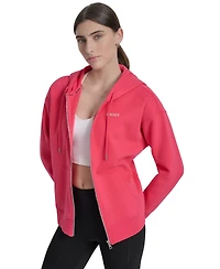 Dkny Sport Women's Studded Mini-Logo Full-Zip Fleece Hoodie