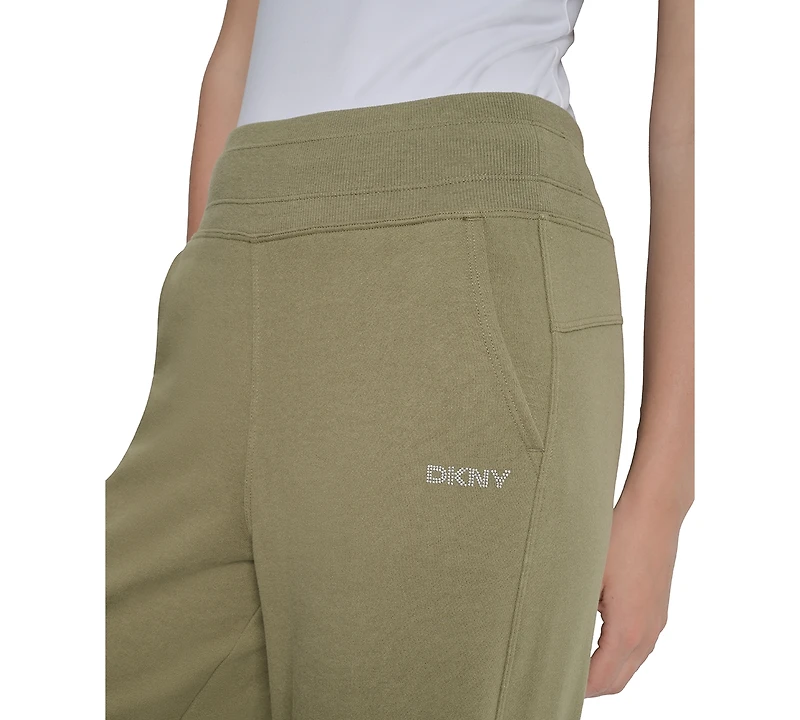 Dkny Sport Women's Studded-Logo Wide-Leg Pants