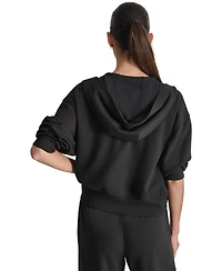 Dkny Sport Women's Drop-Shoulder High-Line Zip Scuba Hoodie