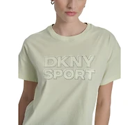 Dkny Sports Women's Rhinestone-Logo Drop-Shoulder T-Shirt