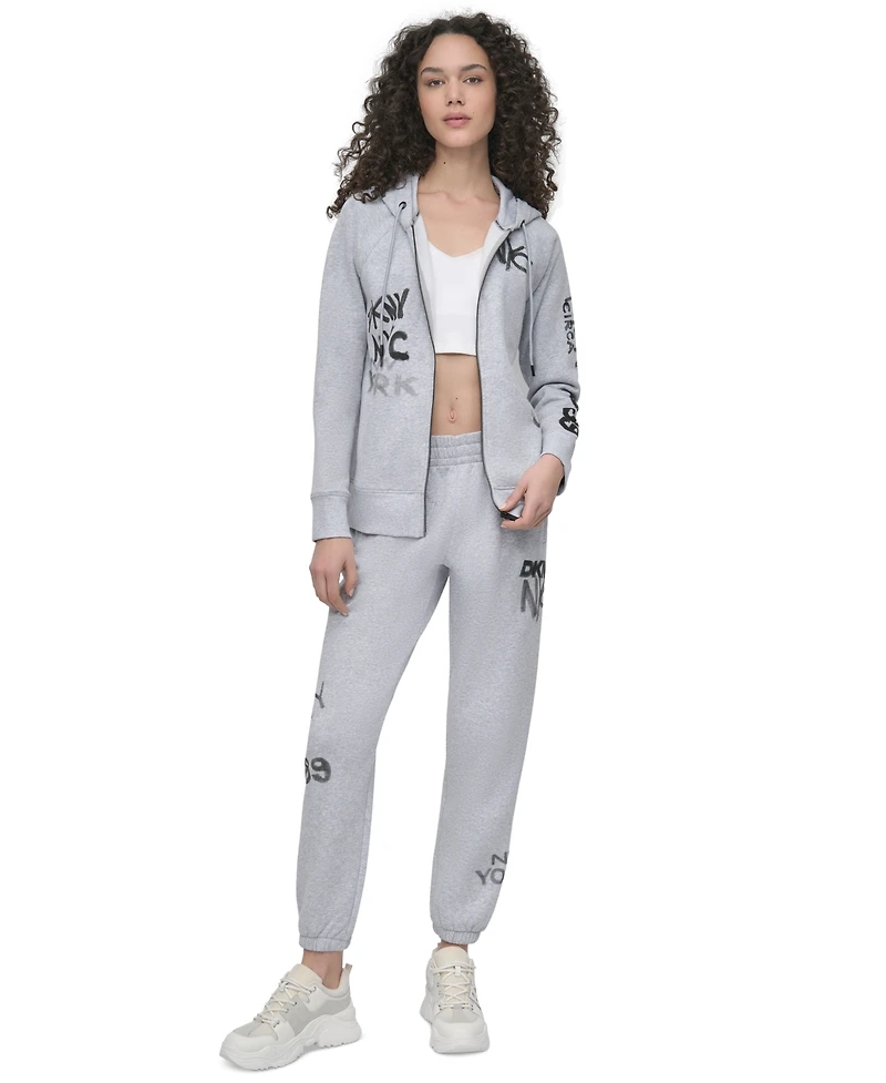 Dkny Sport Women's Graffiti Logo Full-Zip Hoodie