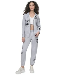Dkny Sport Women's Graffiti Logo Full-Zip Hoodie
