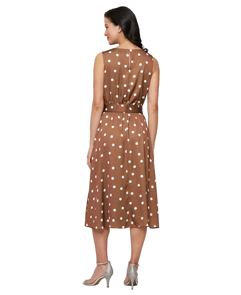 Sl Fashions Women's Printed Boat-Neck Sleeveless Dress