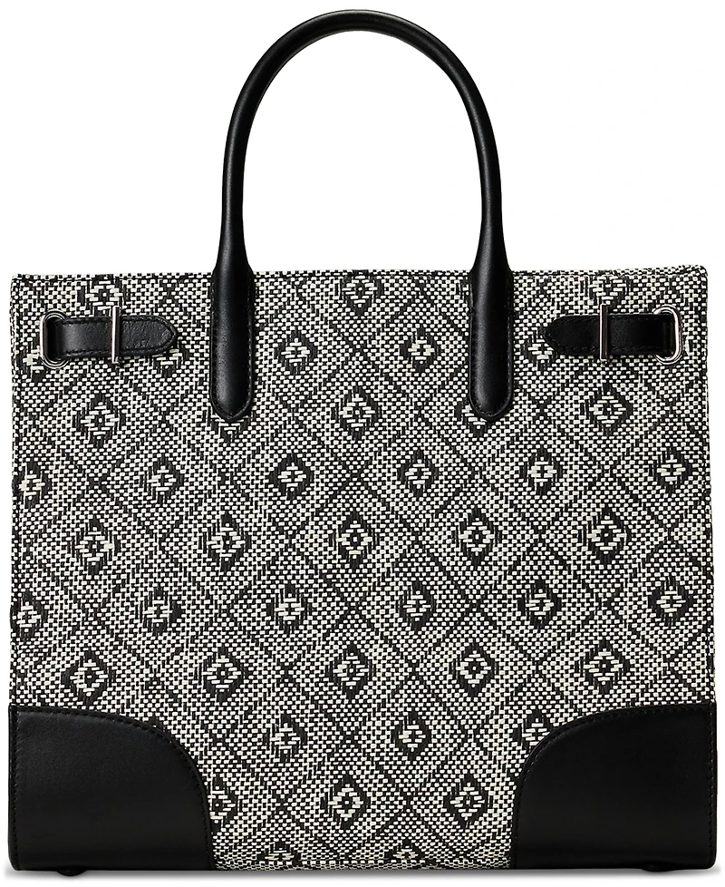 Lauren Ralph Lauren Woven Straw Medium Devyn Tote Bag