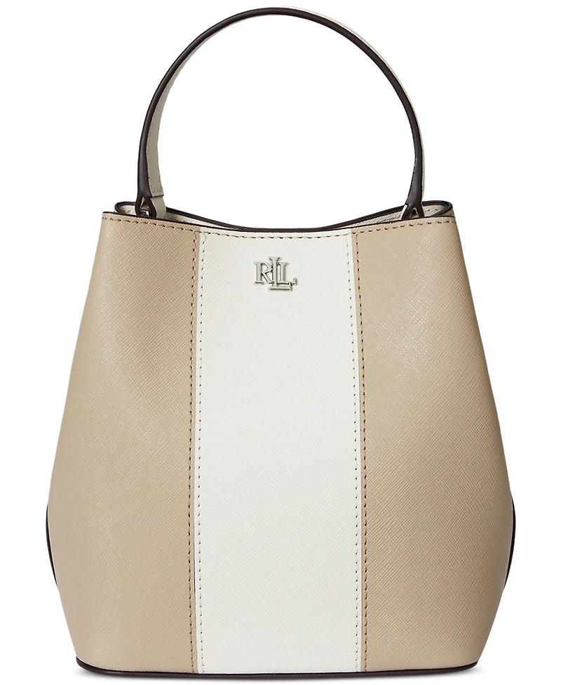 Lauren Ralph Two-Tone Leather Small Reese Bucket Bag