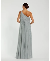 Mac Duggal Women's One Shoulder Embellished Trapeze A Line Gown