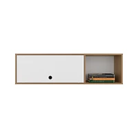 Somerset Wall Cabinet, 1 Door, 3 Shelves, Natural Oak / White