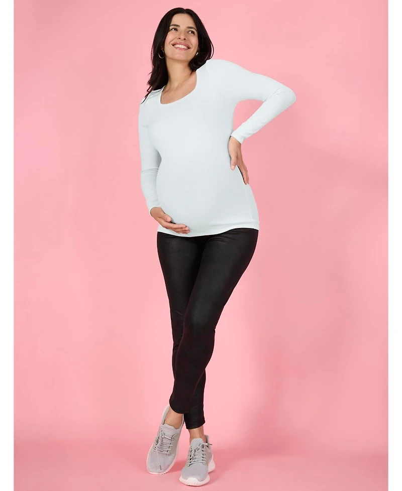 Motherhood Maternity Square Neck Rib Knit Long Sleeve Tee