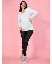 Motherhood Maternity Square Neck Rib Knit Long Sleeve Tee